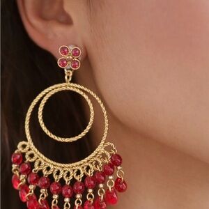 Antique Vintage Gold Plated Beaded Designer Long Dangler elegant